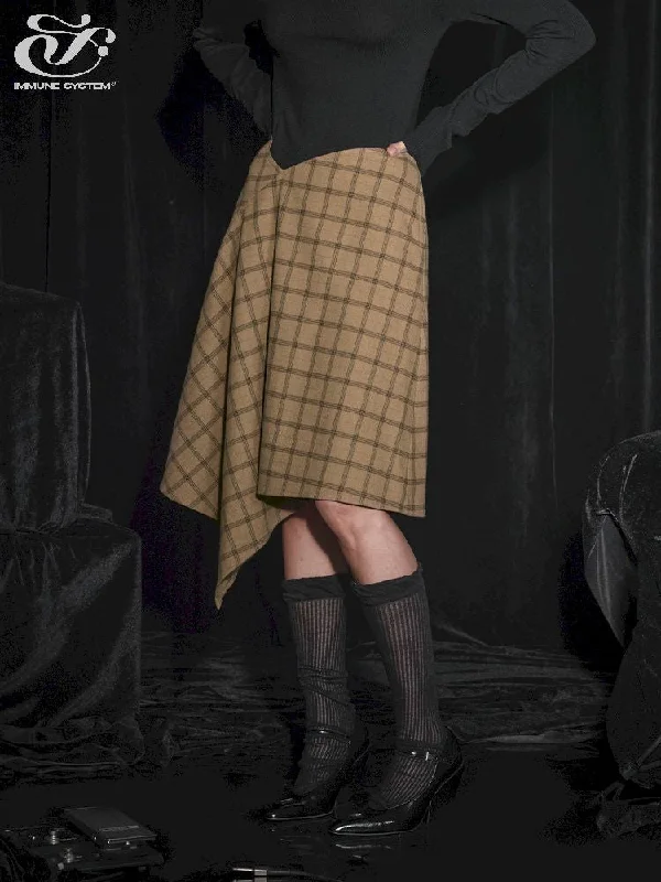 Half Tweed Draped Elegant Plaid Skirt【s0000005464】 leather skirt durable
