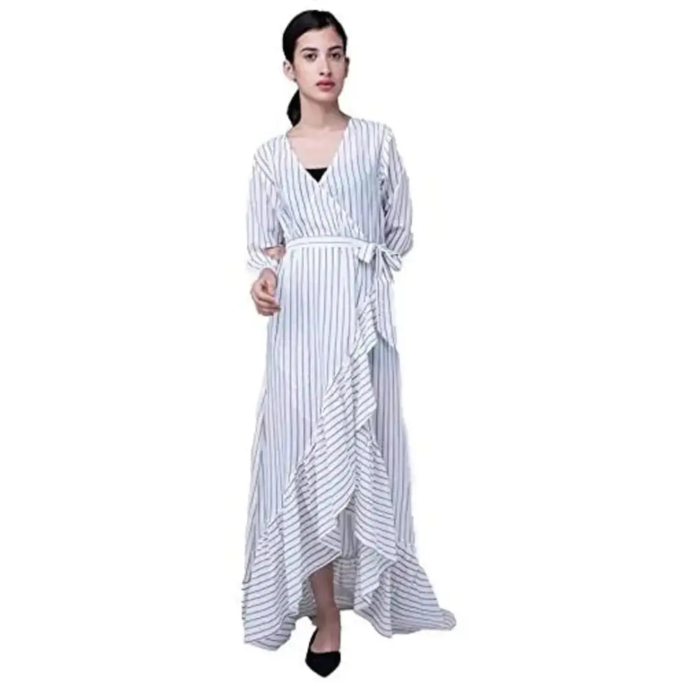 Contrast Living Wrap Around Long Dress empire Waist empire