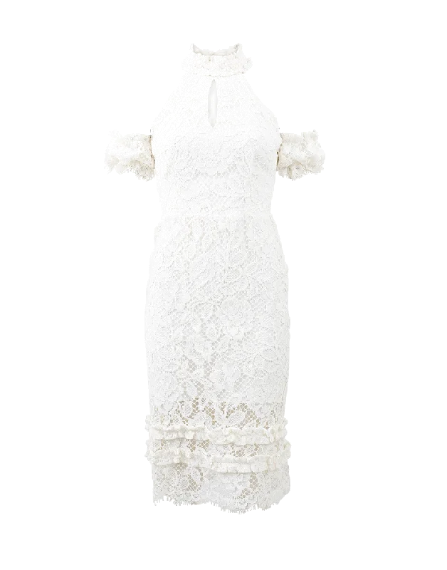 Dax Short Lace Dress Turtleneck Neckline Stylish