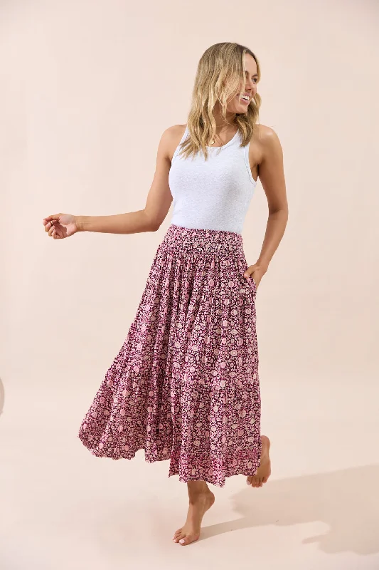 Sunset Skirt - Floral wool skirt warm