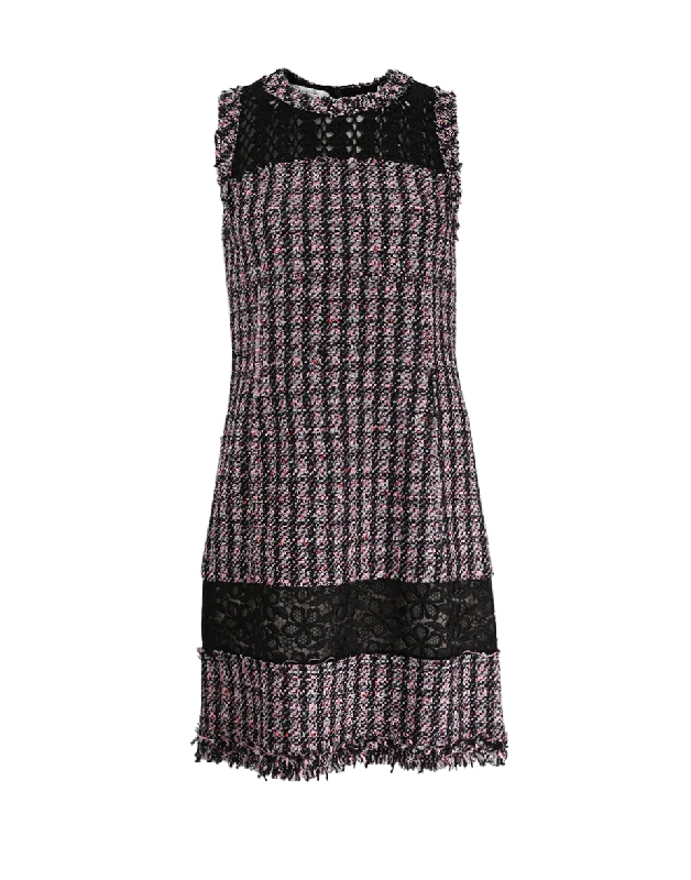 Tweed Macrame Dress Tunics Fashionable trendy