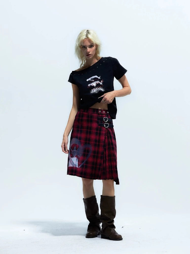 Plaid punk skirt【s0000006997】 maxi skirt elegant