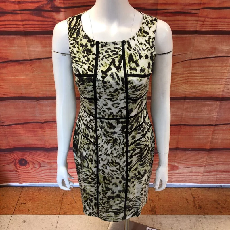 ANN TAYLOR BROWN BLACK PRINT DRESS SIZE PETITE 4 TCC Elegant Long Evening