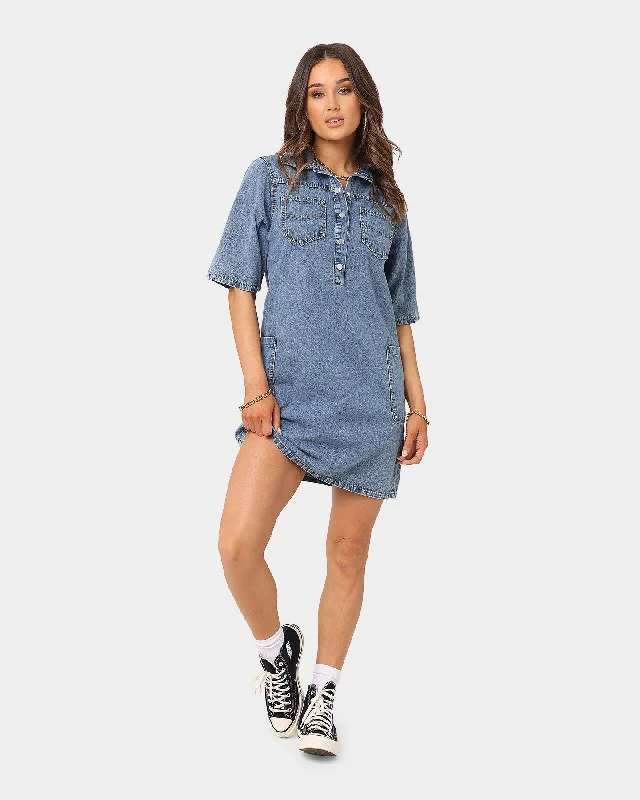 XXIII Women's Ashlyn Denim Wash Dress Blue Tunics Spring floral