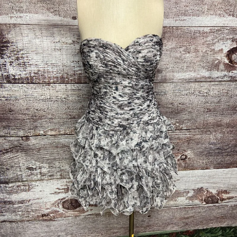 RARE OPULENCE SILVER RUFFLE COCKTAIL DRESS SIZE 10 NWT TCC Tunics Trendy modern