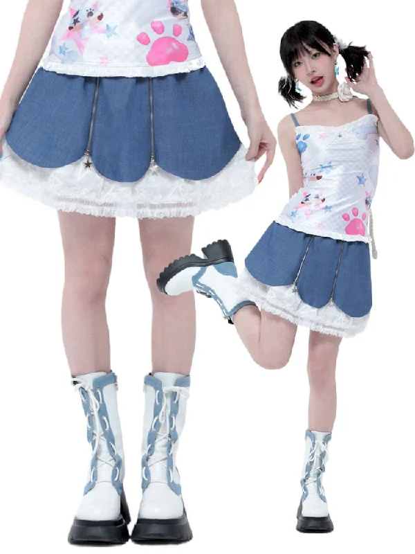 Variety cowboy petal skirt【s0000006573】 linen skirt breathable