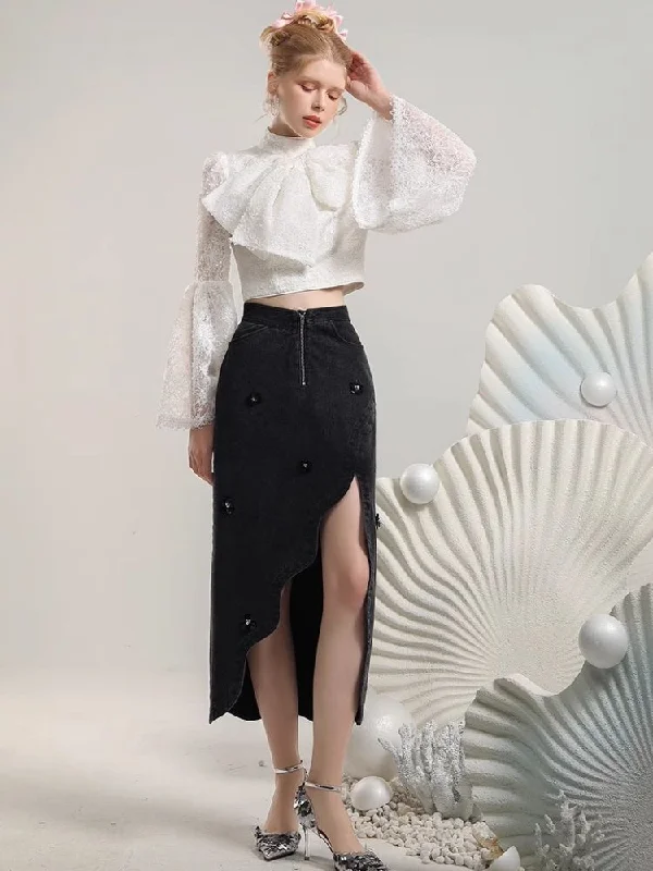 Irregular hem bustier skirt【s0000006834】 ruffled skirt detail