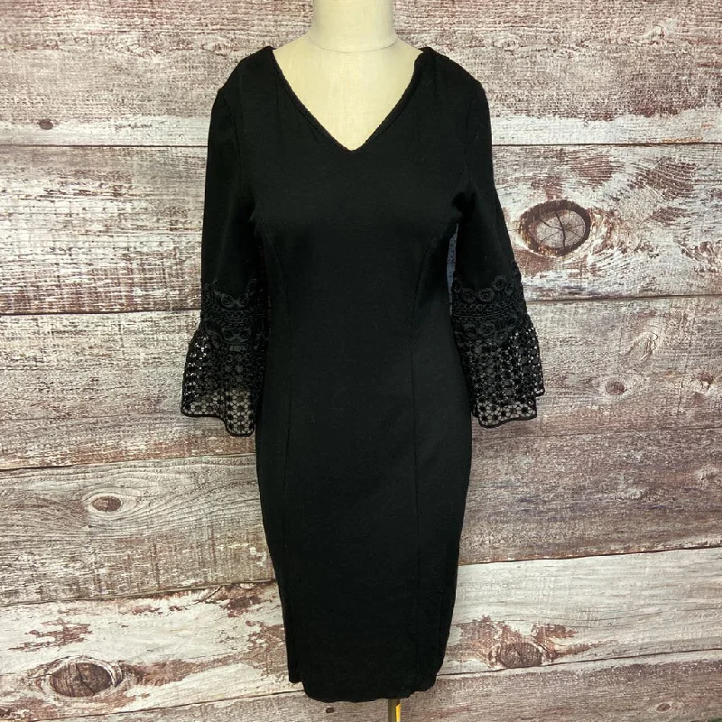 TALBOTS BLACK CROCHET SLEEVE DRESS SIZE 4 TCC Floral Print girly