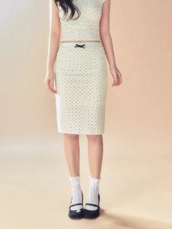 Retro Polka Dot Stretch Knit Hip Skirt【s0000007519】 corduroy skirt textured