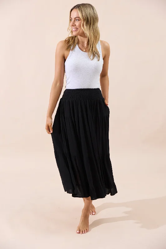 Sunset Skirt - Black cashmere skirt soft