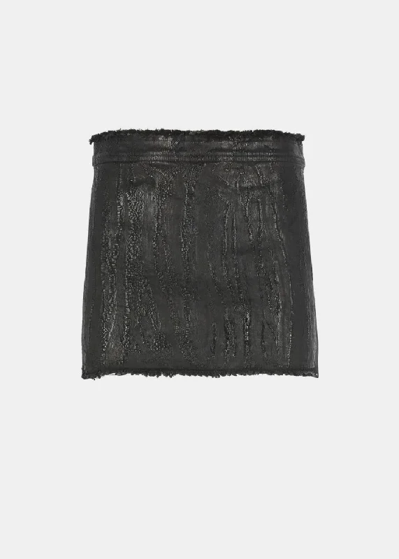 Black Coated Denim Mini Skirt summer skirt style