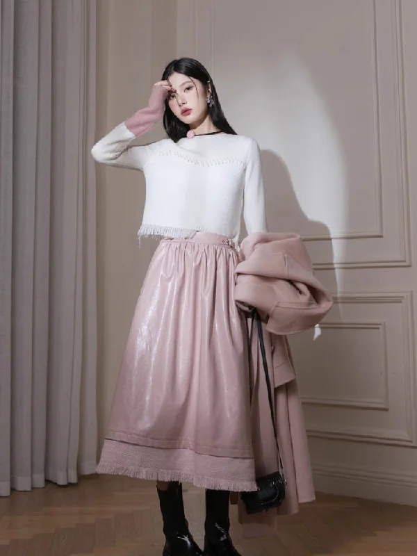 Fashionable long skirt【s0000005809】 a-line skirt cut