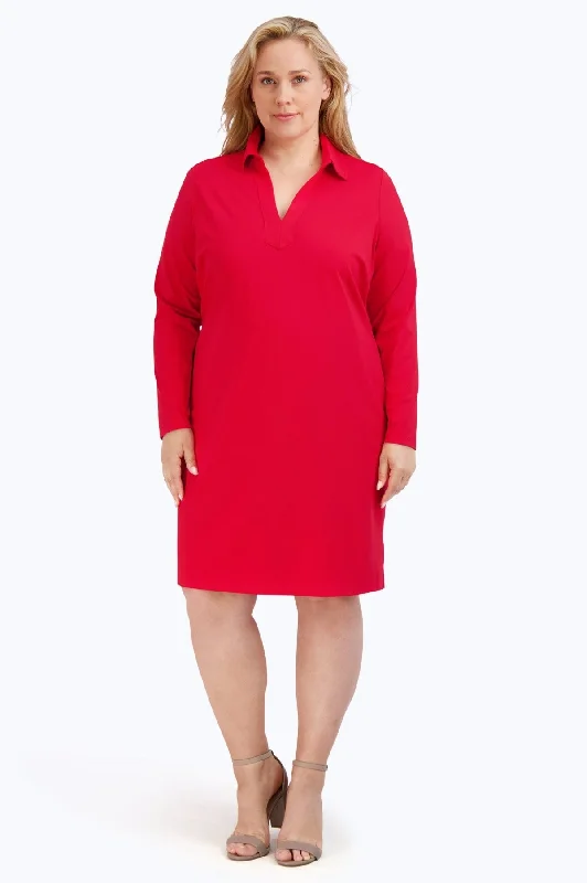 Angel Plus Solid Jersey Dress, Red Tunics Chic fashionable