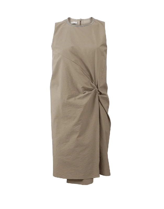 Monili Neck Crinkle Dress Tunics Canvas sturdy
