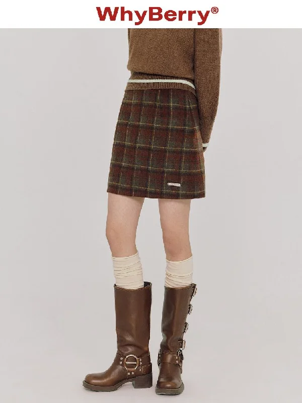 Check small short skirt【s0000005773】 midi skirt versatile