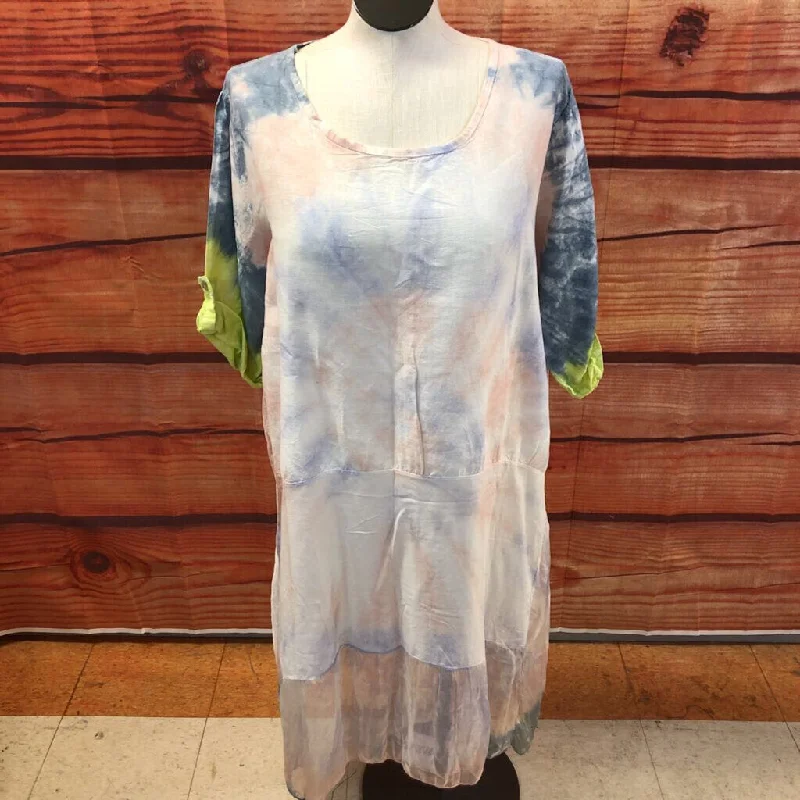 NWT MADE IN ITALY PASTEL TYE DIE DRESS ONE SIZE TCC Tunics Gym athletic