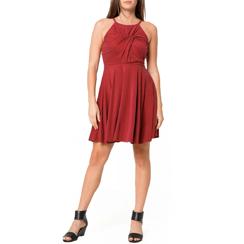 Women's Halter Neck Gathered Front Dress In Wine Tunics Chinos classic