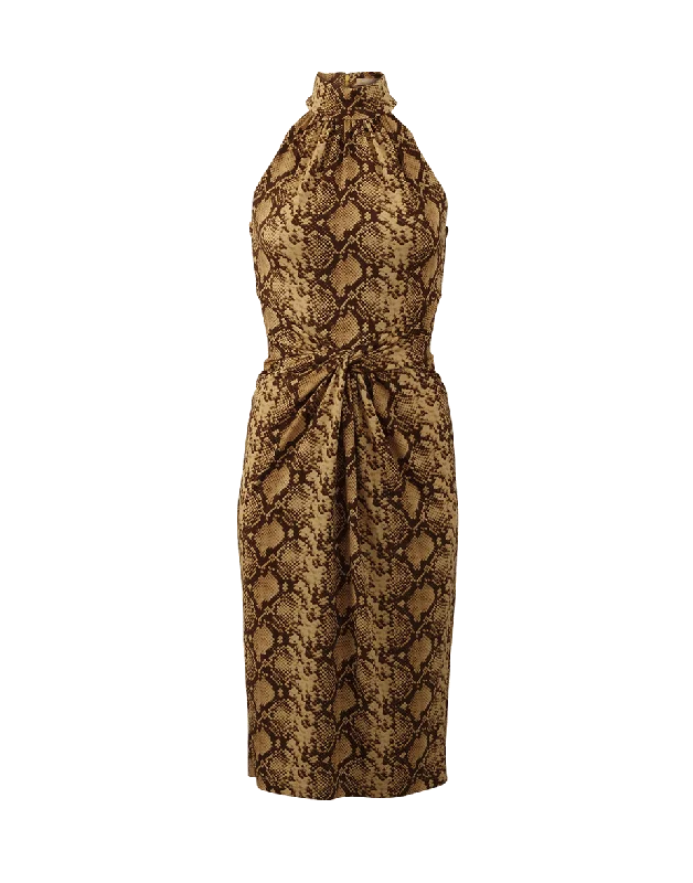 Reptile Halter Dress Tunics Summer linen