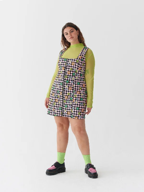 Lazy Oaf Flower Check Zip Up Dress Tunics Custom made