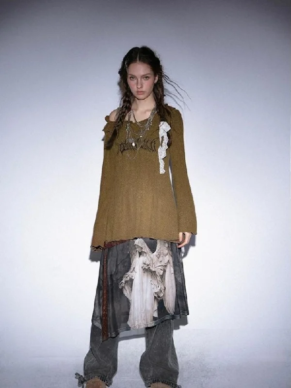 Patchwork Mesh Overlay Straight Half Skirt【s0000005757】 boho skirt vibe