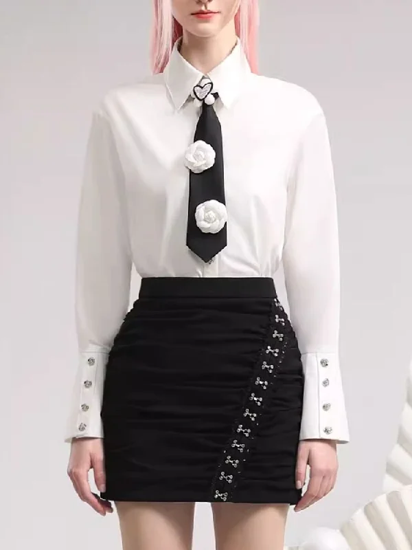 Slim Short Half-body Skirt【s0000006859】 button skirt front