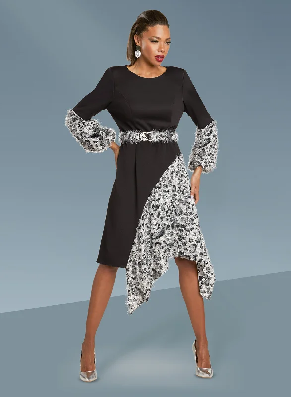 Love The Queen 17405 - Stretch Fabric Dress with Novelty Animal Print Accents Tunics Spring floral