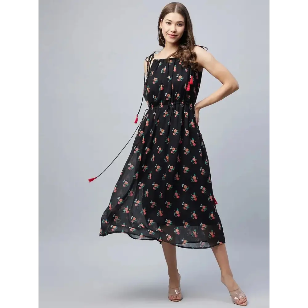 Women Stylish Polyester Fit and Flare Dress empire Waist empire