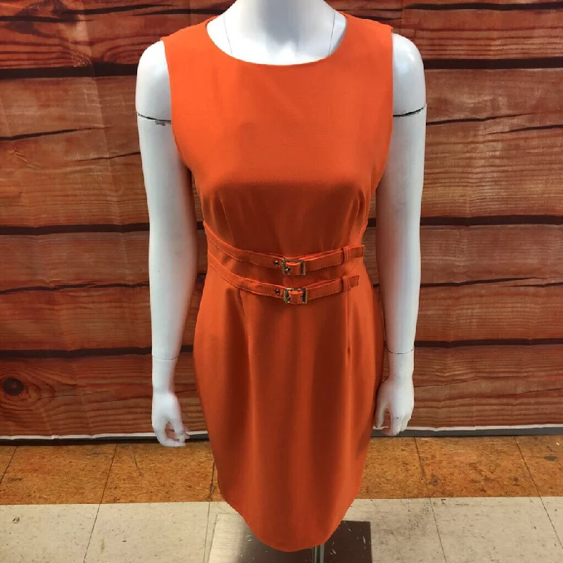 CALVIN KLEIN CORAL DRESS ACCENTED WAIST SZ 6 TCC sweetheart Neckline Romantic