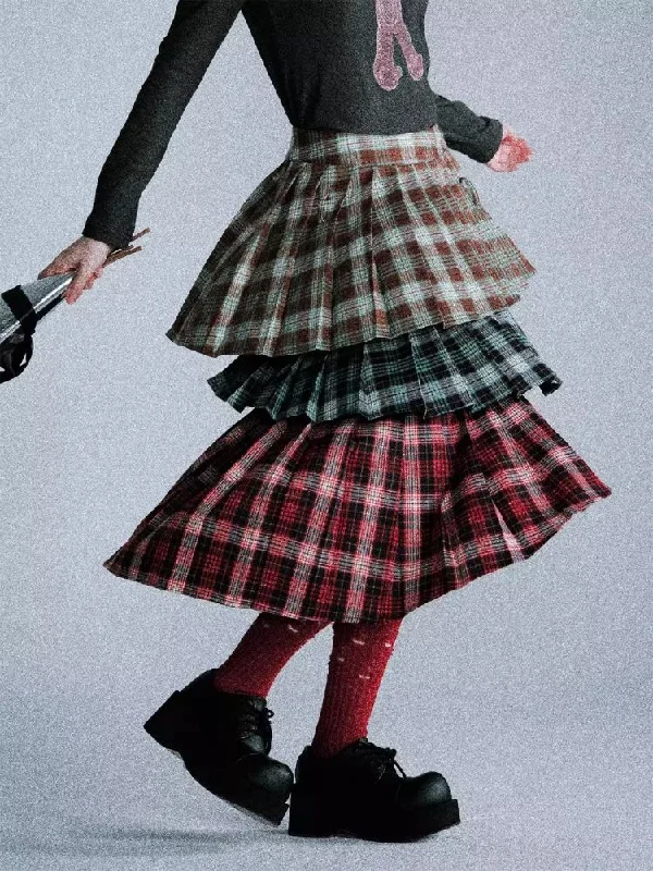Asymmetric Pleated Cake Skirt【s0000006184】 cashmere skirt plush