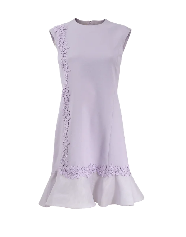 Lace Flutter Bottom Dress Shift Classic Vintage