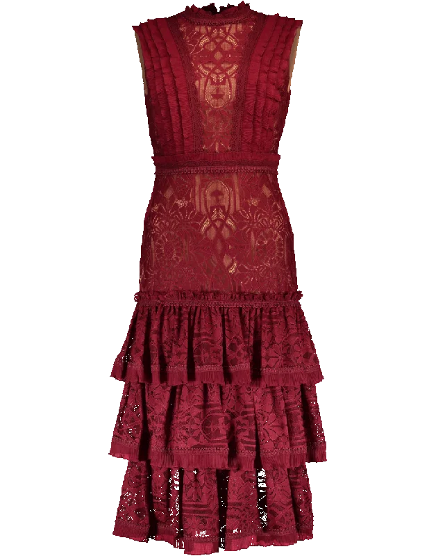 Tower Mesh Lace Ruffle Dress Tunics Satin smooth