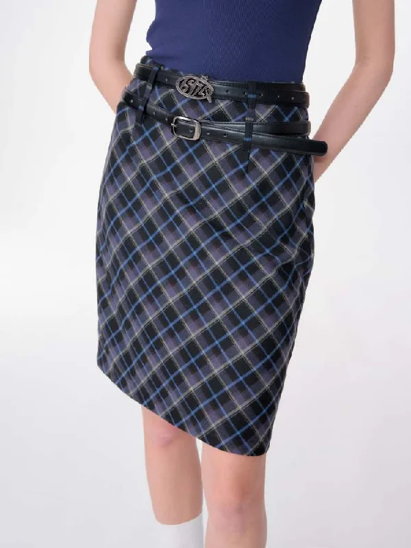 Mid Length Plaid A-Line Skirt【s0000007143】 cotton skirt soft