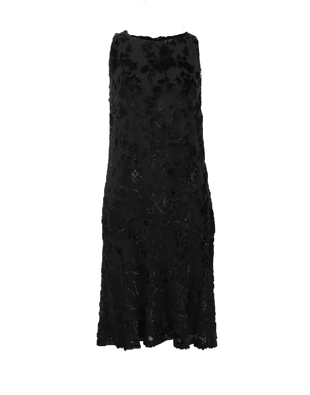 Devore Flounce Hem Dress Tunics Formal black