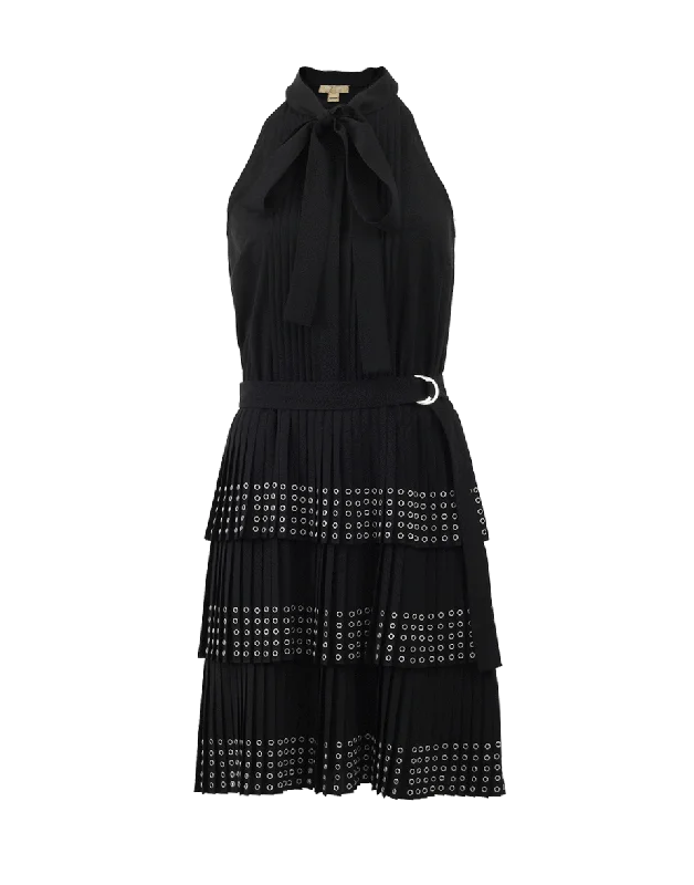 Grommet Pleated Dress Tunics Vintage classic