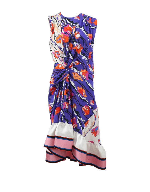 Ruffle Hem Printed Dress Bodycon Club Sequined