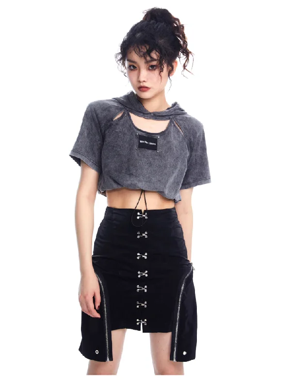 Metallic straight skirt【s0000006723】 high slit skirt