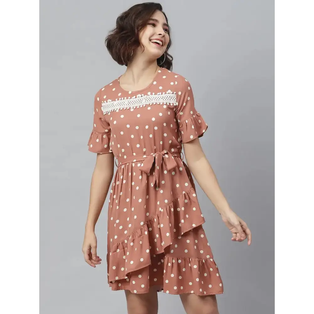 Women Stylish Polyester Fit and Flare Dress Shift Classic Vintage