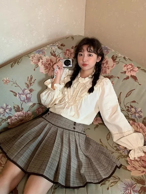 High Waist Small A Fit Pleated Half Skirt【s0000005905】 relaxed fit skirt