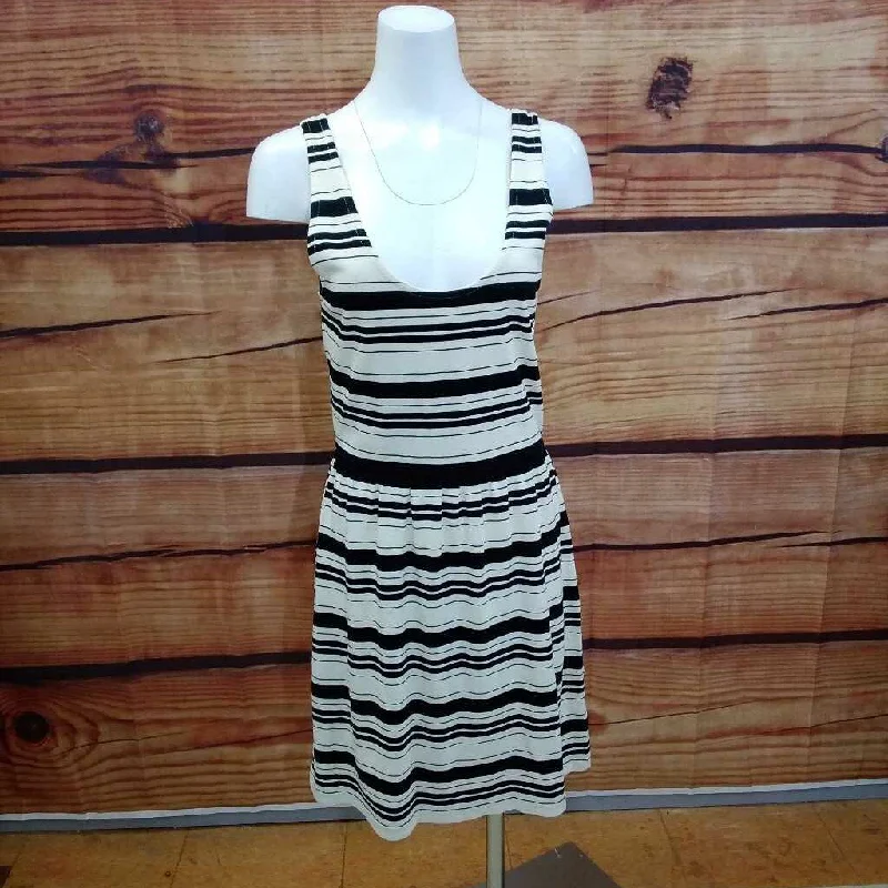 J CREW IVORY & BLACK STRIPED DRESS SIZE SMALL TCC Bodycon Club Sequined