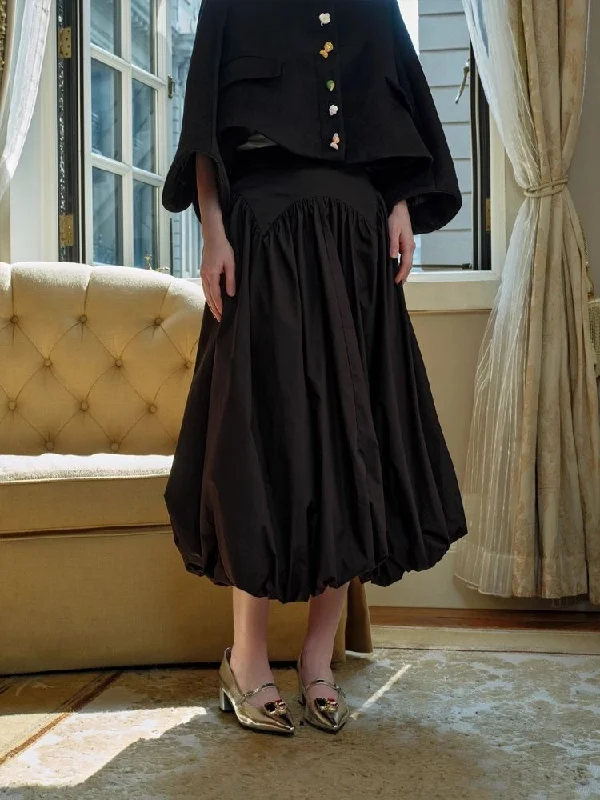 Black Pod Peplum Cloud Halter Skirt【s0000005421】 cashmere skirt plush