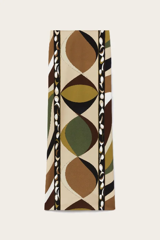 Pesci-Print Long Skirt chiffon skirt airy