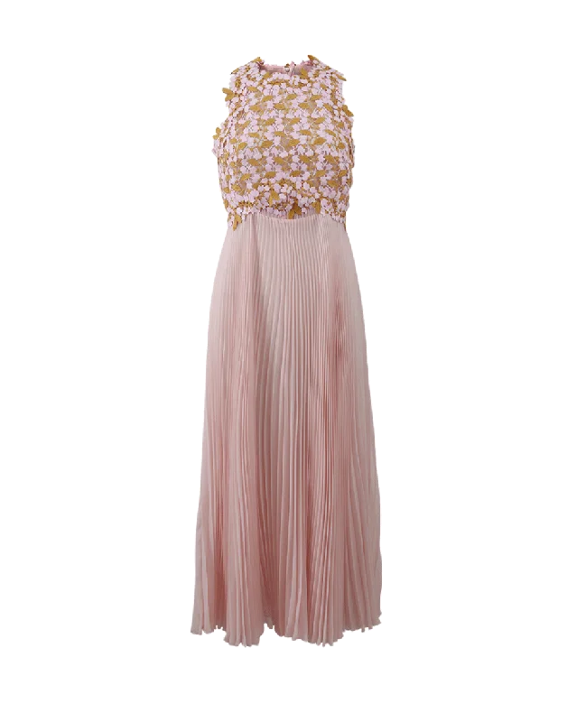 Midi Macrame Plisse Dress Tunics Luxurious high-end
