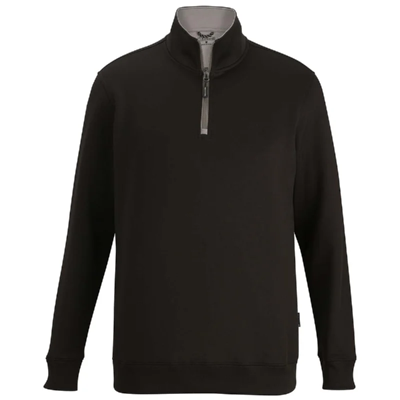 Edwards Unisex Black/Titanium Performance Pullover Quarter Zip Ribbed Crew Neck