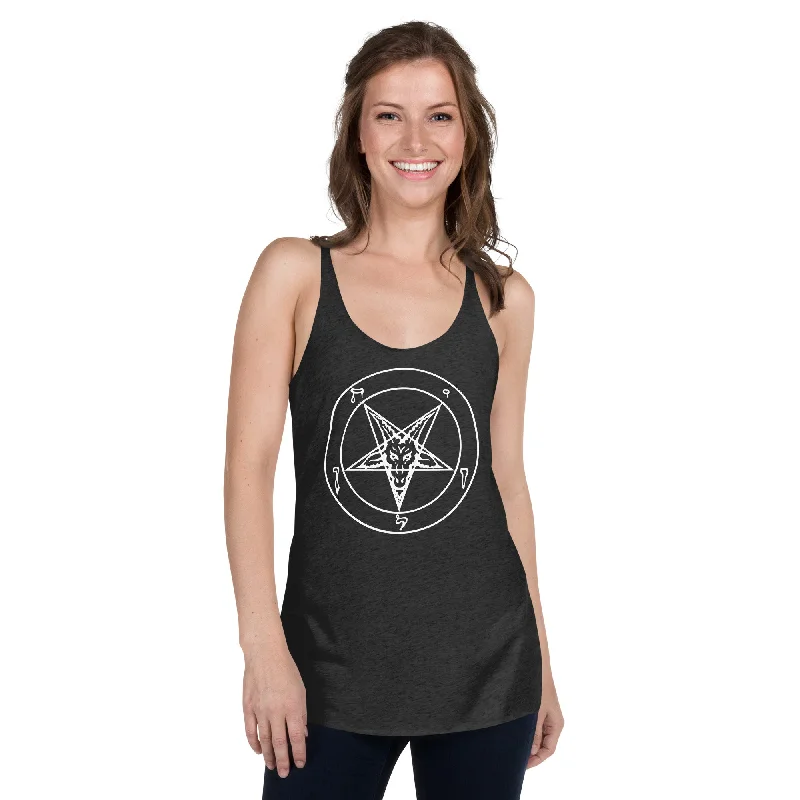 Sigil of Baphomet Occult Symbol Women's Racerback Tank Top Shirt baby blue tank