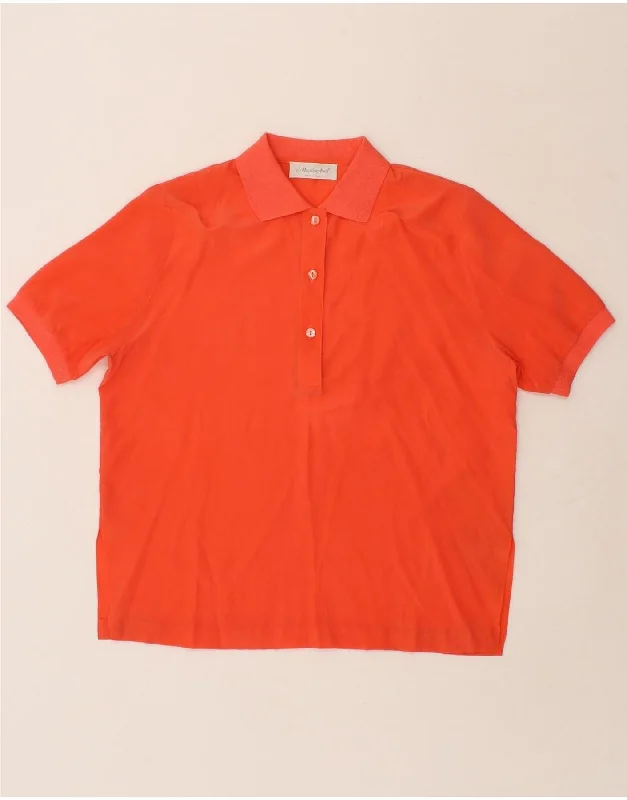 VINTAGE Womens Short Sleeve Pullover Shirt UK 14 Medium Orange Chenille Soft Sweater VINTAGE Womens Short Sleeve Pullover Shirt UK 14 Medium Orange Chenille Soft Sweater