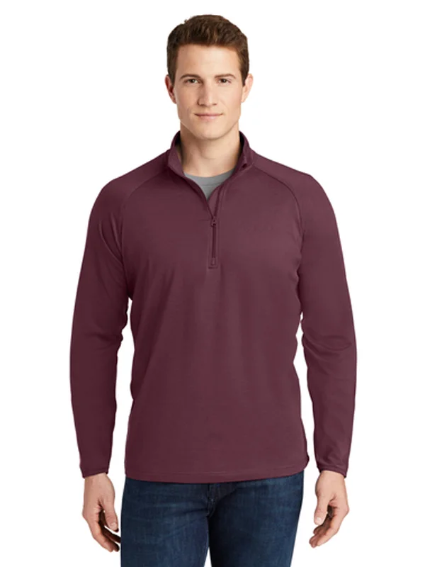 Men's Stretch 1/4-Zip Pullover Fitted Ribbed Sweater