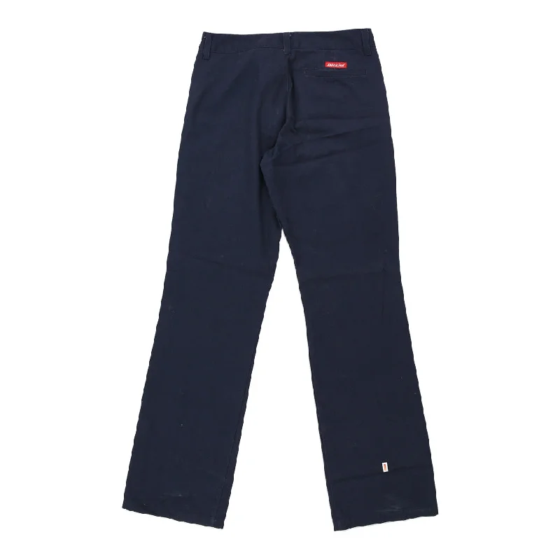 Dickies Trousers - 29W UK 8 Blue Polyester Blend Cropped Trousers Casual Linen