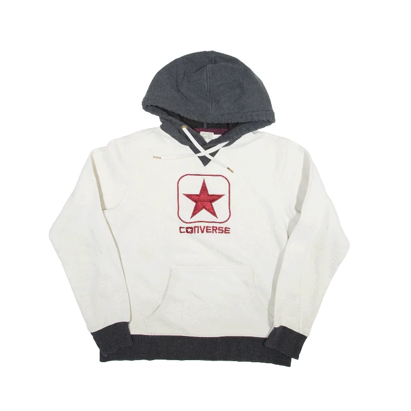 CONVERSE Hoodie White Pullover Womens M Honey Neck Pullover