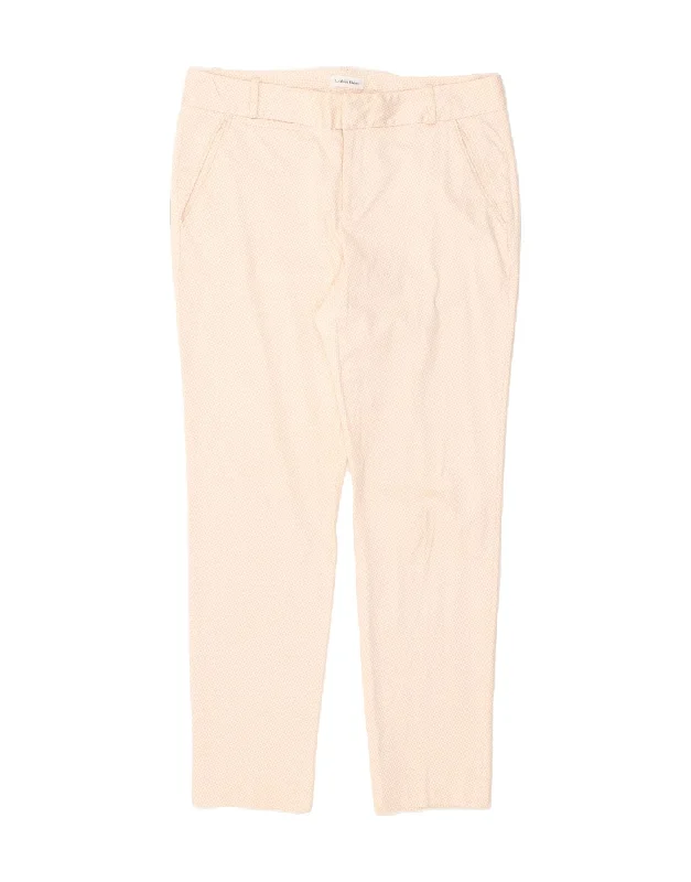 CALVIN KLEIN Womens Slim Chino Trousers US 12 Large W34 L29  Beige Cropped Trousers Casual Linen