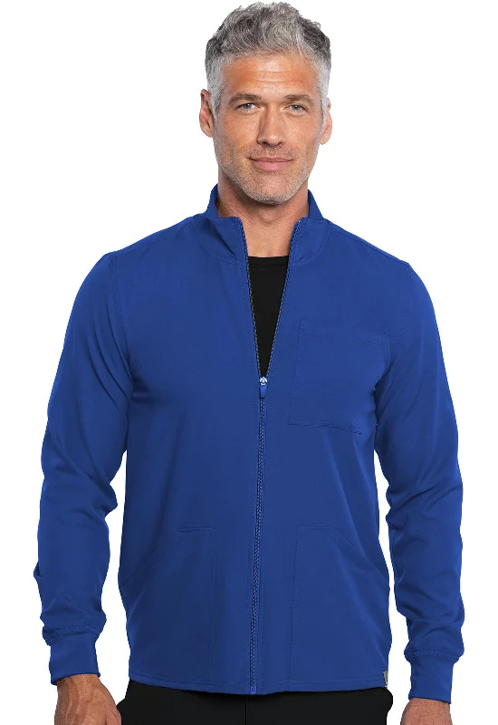 Men's Zip Front Jacket By Medcouture  XXS-3XL  / Royal Cotton Fabric Linen Fabric Terry Fabric
